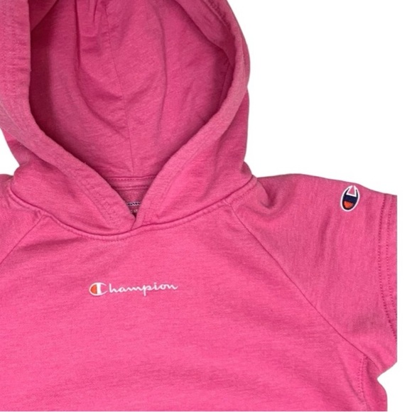 Champion Girl’s Pink Short Sleeve Hoodie Dress with Pocket Youth Kids Size Large - Picture 4 of 7